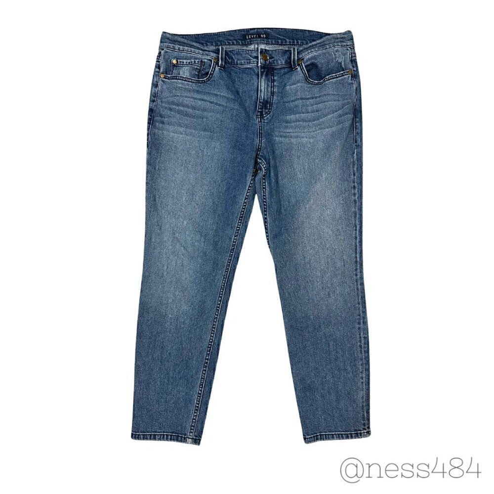 LEVEL 99‎ Womens Jeans Blue Denim Distressed Straight Leg Size 32 (12) EY2953